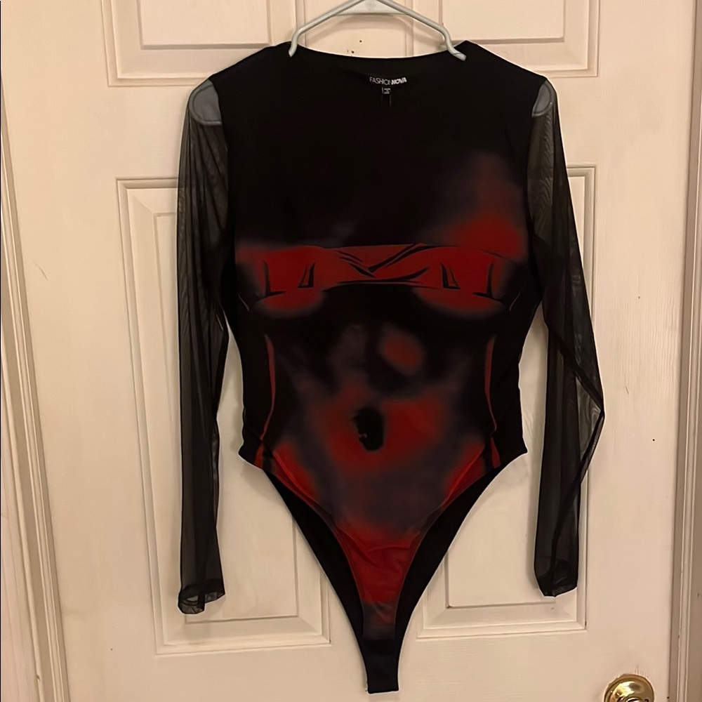 Fashion Nova Black and Red Bodysuit